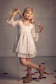 Elegant girls white lace princess dress with hollow patterns and layered lace hem details - Dresses / Off White / 2-3
