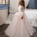 Prinsessenjurk voor meisjes in lichtroze en wit met 3D-vlinderapplicaties - Roze / 8-9 jaar