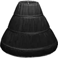 Three-layer black tiered petticoat crinoline for kids dresses with lace trim and elastic waist - Length 75cm / Black