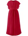 Elegant red chiffon long dress for girls with ruffle sleeves and pleated bodice detailing - 8-9 Years / Burgundy