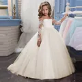Elegant ivory lace and tulle floor-length princess dress for girls formal occasions - 8-9 Years / Top And Bottom / Off-White
