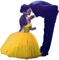 Elegant yellow off-shoulder princess dress for girls featuring sequin tulle and 3D floral accents - 8-9 Years / Gold