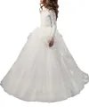 Robe blanche à manches longues pour filles avec dentelle et papillons 3D - Blanc Naturel / 8-9 ans