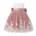 Ärmelloses Mädchen Kleinkind Tüllkleid mit rosa Schleife für Hochzeiten und Feste - Rosa / 12 Monate