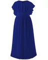 Elegant royal blue chiffon princess dress for girls featuring ruffled sleeves and pleats - Sapphire Blue