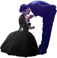 Elegant black off-shoulder ball gown for girls with bow straps and sequined tulle skirt - Black