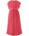 Coral pink chiffon formal dress for girls with flutter sleeves and pleated bodice details - Coral Pink