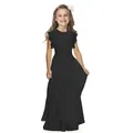 Close-up of black flower girl dress featuring intricate lace bodice and chiffon skirt detail - 8-9 Years / Top And Bottom / Black