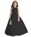 Elegant black halter chiffon floor-length girls formal dress with waist sash - 8-9 Years / Black