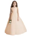 Elegante abito lungo da principessa in chiffon per bambina in color champagne chiaro - Champagne