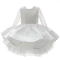 Sparkly white sequin long sleeve flower girl dress for weddings and formal events - 8-9 Years / Off-White