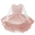 Pink long-sleeve children's princess dress with sequins and multi-layer tutu skirt - 8-9 Years / Pink