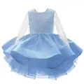 Sparkly light blue girl's princess dress with sequins, lace and layered tulle skirt - Blue