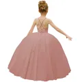 Girl's dusty pink princess dress with backless lace-up detail and layered tulle skirt - US2 / Dusty Pink