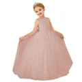 Sleeveless lace tulle princess gown for girls in dusty pink for weddings and parties - 8-9 Years / Pink