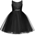 Elegante abito nero senza maniche in pizzo e tulle per bambine per feste e compleanni - Child 2-3 / Nero
