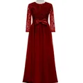 Elegante bordeauxrode kanten jurk met lange mouwen voor meisjes en tule rok - Child 2-3 / Bordeauxrood