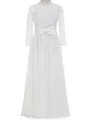 Robe de demoiselle d'honneur blanche à manches longues en dentelle avec nœud en satin - Child 2-3 / Beige