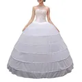 White bridal ball gown petticoat with six steel hoops and delicate lace sequins - One Size / White