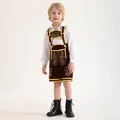 Detail of boys' Oktoberfest costume with brown velvet suspender shorts and gold embroidery - 8-9 Years / Coffee - Boys (Suspender Pants + Shirt)