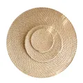 Three-piece set of round woven jute placemats in large, medium, and small sizes - Round 18cm