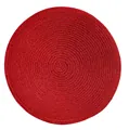 Macro view of a circular red heat-resistant placemat with shimmering spiral-woven texture - Round 11cm / Red