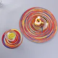 European colorful round woven heat-resistant ramie placemats for dining table and tea cups - Red Satin Dyeing