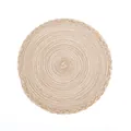Nordic style handmade round woven ramie placemat in natural beige color for dining tables - Coffee Lace Style