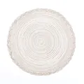 Nordic round woven placemat with beige spiral pattern and decorative braided edge borders - Beige Lace