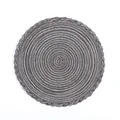 Nordic round woven placemat in taupe with metallic fiber for dining table heat insulation - Dark Gray With Border
