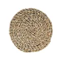 Handwoven round seagrass heat resistant placemat in natural fiber spiral texture - 16cm