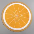 Macro shot of circular woven orange pattern placemat with detailed spiral citrus design - Round Diameter 38cm / Lemon