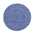Nordisches blau-weißes rundes Tischset mit hitzebeständigen gewebten Baumwollmustern - Durchmesser 18cm / Blau