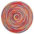 Colorful bohemian round woven placemat with red and blue spiral braided heat resistant fiber - 18cm / Red Series