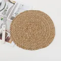 Handwoven round natural grass placemat with heat insulation for dining tables - 11cm