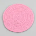 Posavasos redondo de algodón trenzado rosa para aislamiento térmico y protección - Diámetro 18cm / Rosa oscuro
