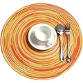 Orange and yellow spiral woven ramie round placemat with heat resistant cotton rope texture - 18cm / Yellow Series