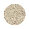 Japanese style round handwoven corn husk place mat in natural beige for heat insulation - 60cm Round