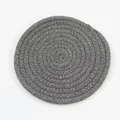 Posavasos redondo de cuerda de algodón gris oscuro con diseño en espiral duradero - Diámetro 18cm / Gris oscuro
