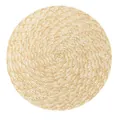 Natural round woven placemat with a spiral straw pattern for dining table heat protection - 11cm