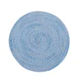 Nordic round woven placemat with blue and beige spiral cotton thread patterns - Added Blue