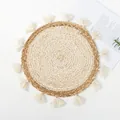 Sottobicchiere intrecciato bicolore con nappe in cotone in stile boho naturale - Stile a Nappa Grande