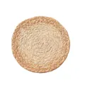 Sottobicchiere rotondo intrecciato a mano in paglia di mais in tonalità legno naturale - Extra piccolo