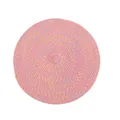Pink Nordic woven round placemat with colorful yellow and blue cotton fiber accents - Pink Additions
