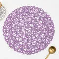 Handwoven round purple table mat with hollow mesh design for heat insulation and decor - Round / Lavender