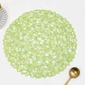 Light green round woven placemat with hollow spiral pattern for dining table decor - Round / Fresh Green