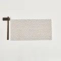 Close-up of beige woven rectangle placemat featuring heat-resistant geometric texture - White and Coffee