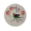 Nordisches rundes gewebtes Tischset hitzebeständig mit Vogel und Blumenmuster Motiv - 30cm / Vogel