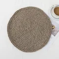 Handwoven round dining placemat in dark brown finish for heat insulation and table decor - Coffee