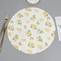Round woven placemat with lemon pattern, waterproof and heat-resistant for dining tables - Lemon Printed Style (图2)